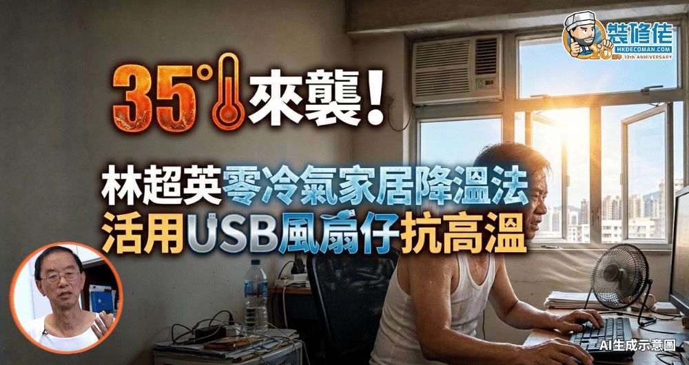 【極端酷熱天氣】35度高溫來襲！林超英的「零冷氣家居降溫法」：活用USB風扇仔抗高溫 - 1
